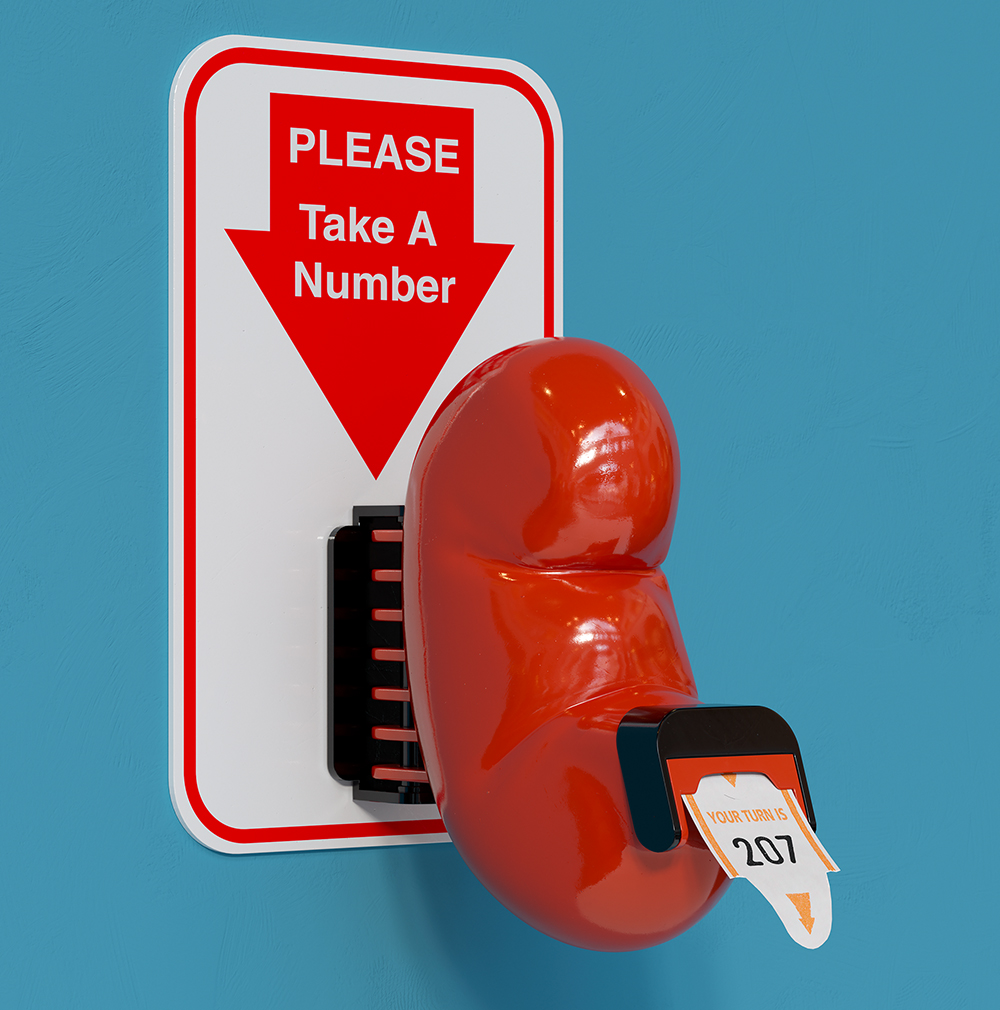 Photo Illustration of a kidney shaped number dispenser by Spooky Pooka