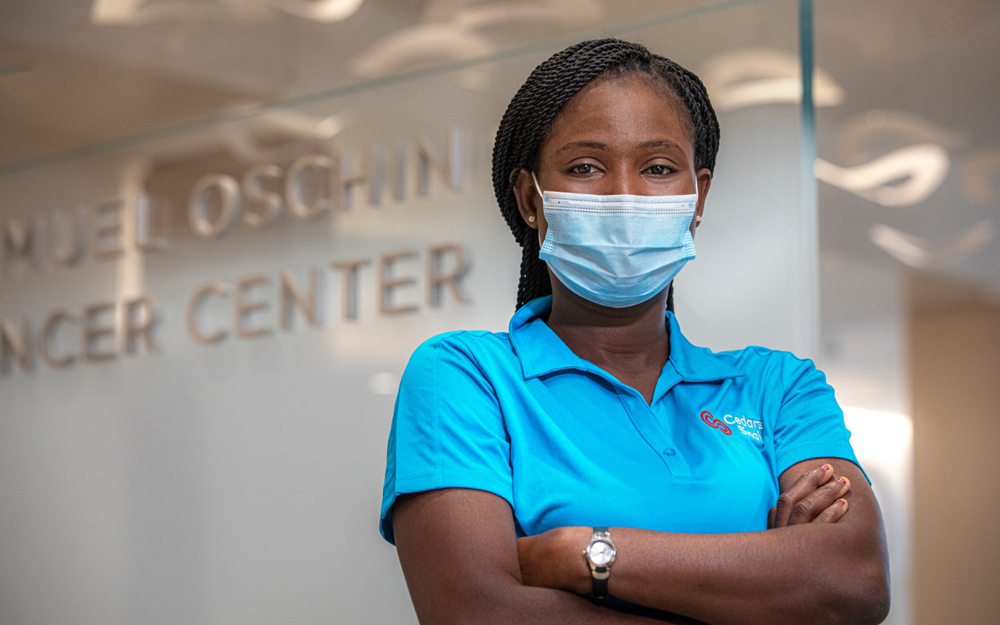Thanks to Cedars-Sinai’s grant support for the nonprofit educational program JVS SoCal, Zina Mansaray is on a path to a career in healthcare.