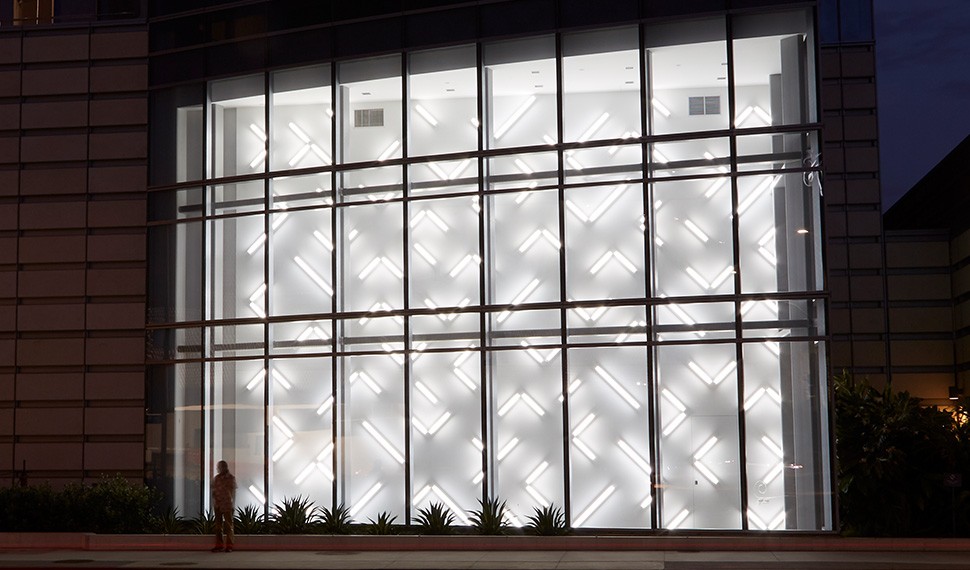 Artist Robert Irwin visited the Cedars-Sinai main campus at all hours of the day to study the Advanced Health Sciences Pavilion.