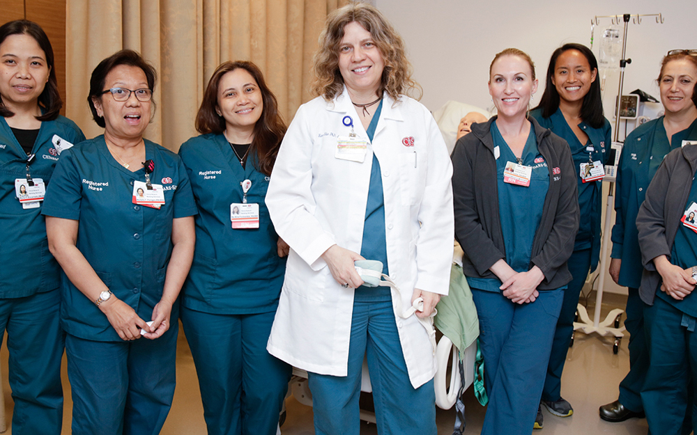 Cedars-Sinai education program coordinator, Karen Silva with nurses