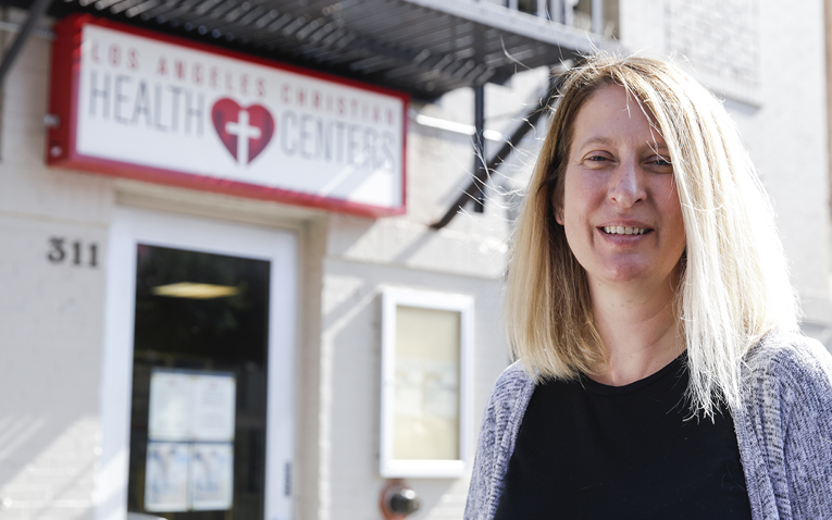 Lisa Abdishoo, MD at the Los Angeles Christian Health Centers' Joshua House Clinic.
