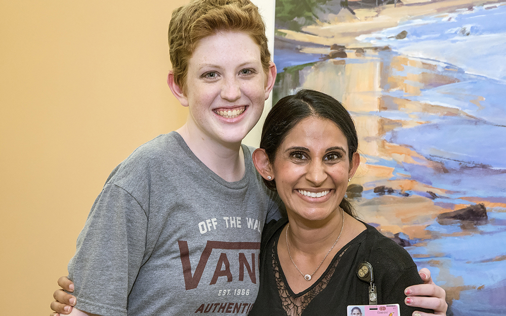 Caitlin with pediatric oncologist Dr. Shivani Upadhyay.