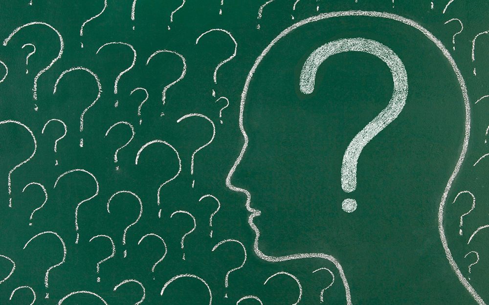 Illustration of a human head with a question mark inside