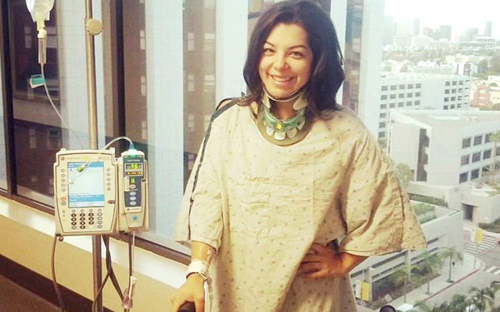 Brianna Cardenas recovering after a blood patch procedure to treat a CSF leak.