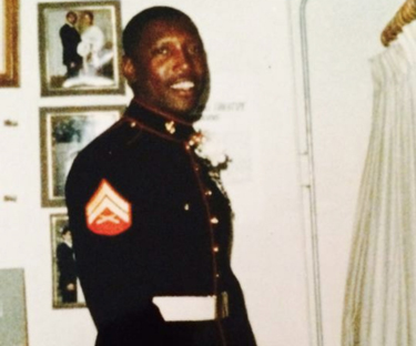 Young Vince Amos in his marine uniform.