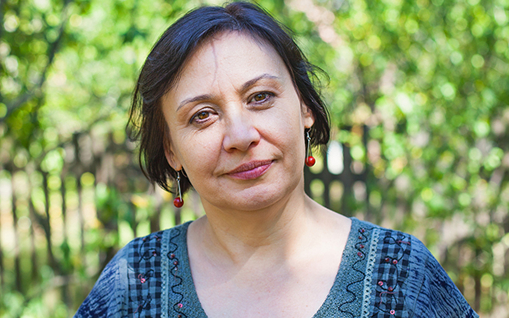 Portrait of a middle-aged woman.