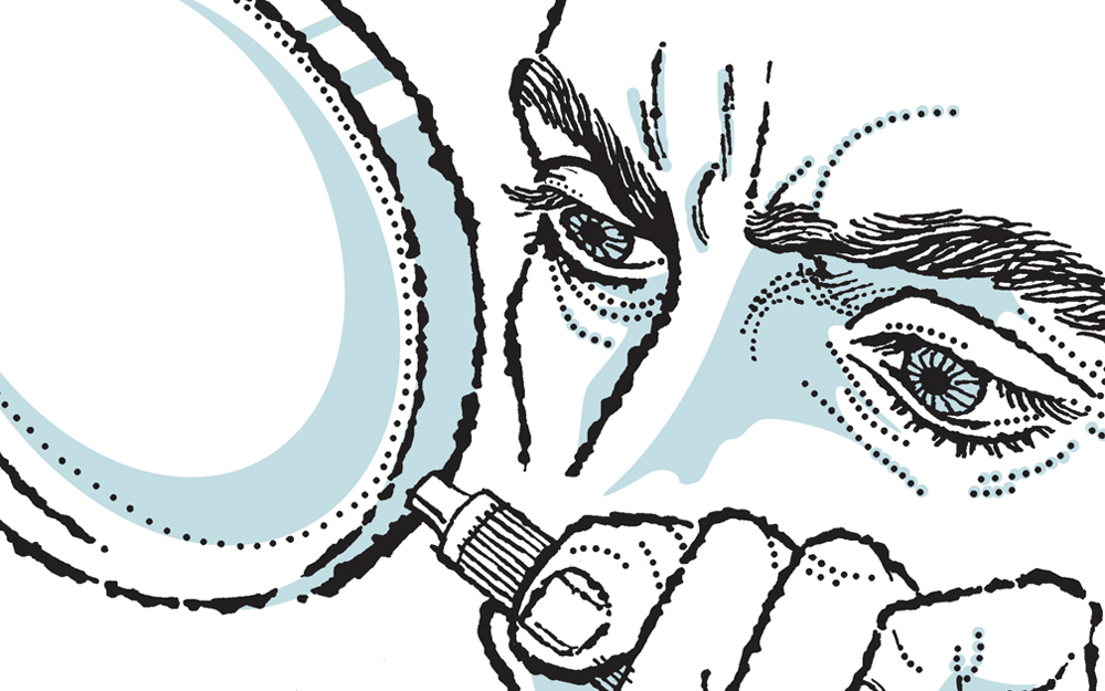 investigator, magnifying glass, eye, medical detective, mystery, diagnosis