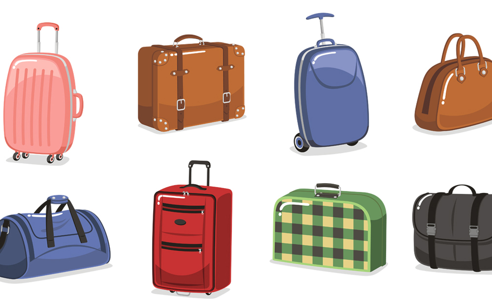 Many different types of luggages and carriers