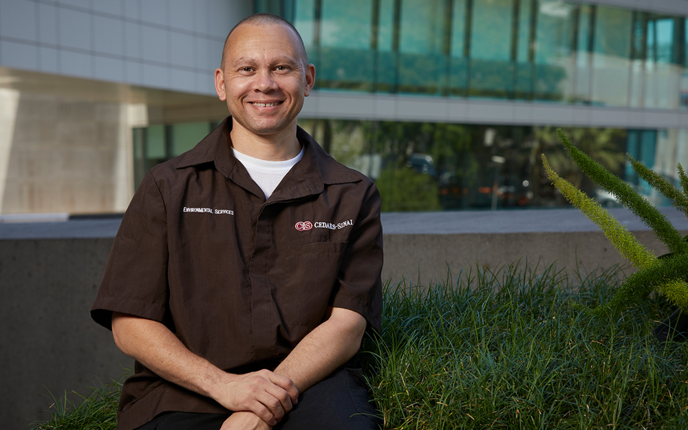 Cedars-Sinai Environmental Services technician Christoffer Smith