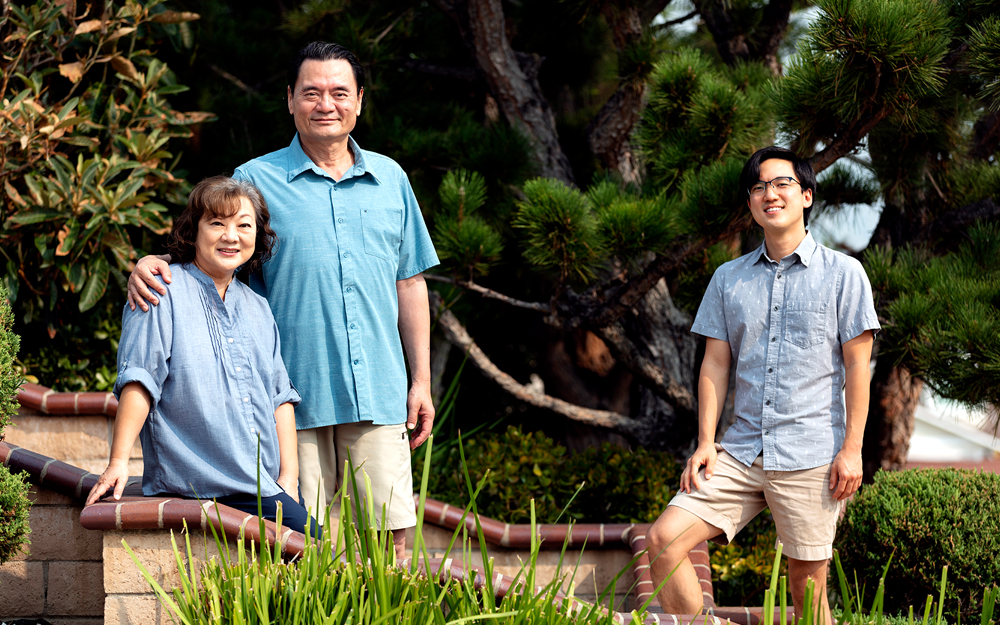 Nurse Jeffrey Chu, on right, and his family after surviving COVID-19.