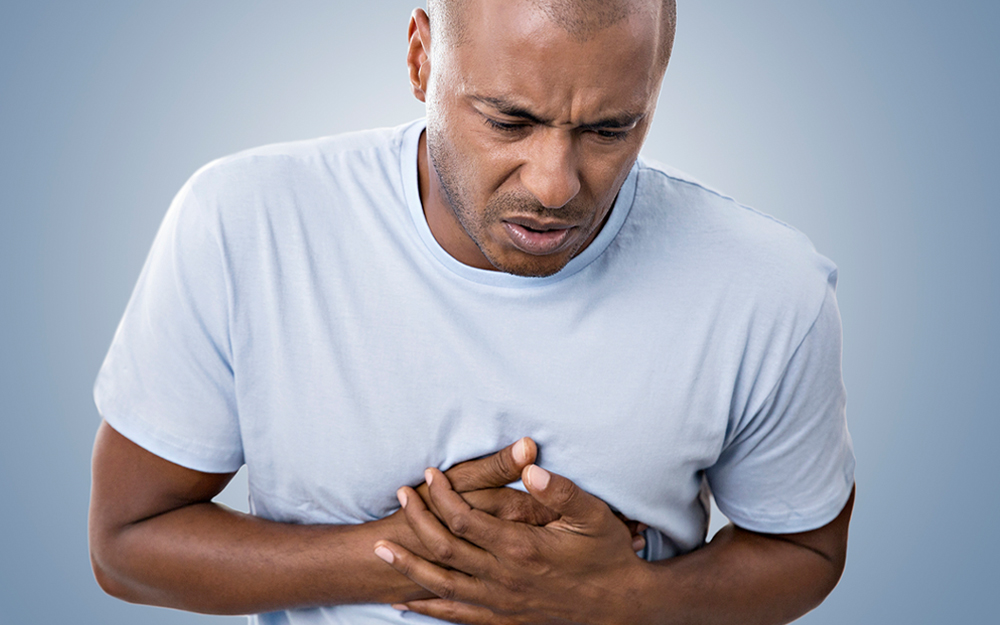 Man having chest pain.