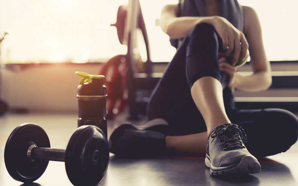 A person resting after exercising.