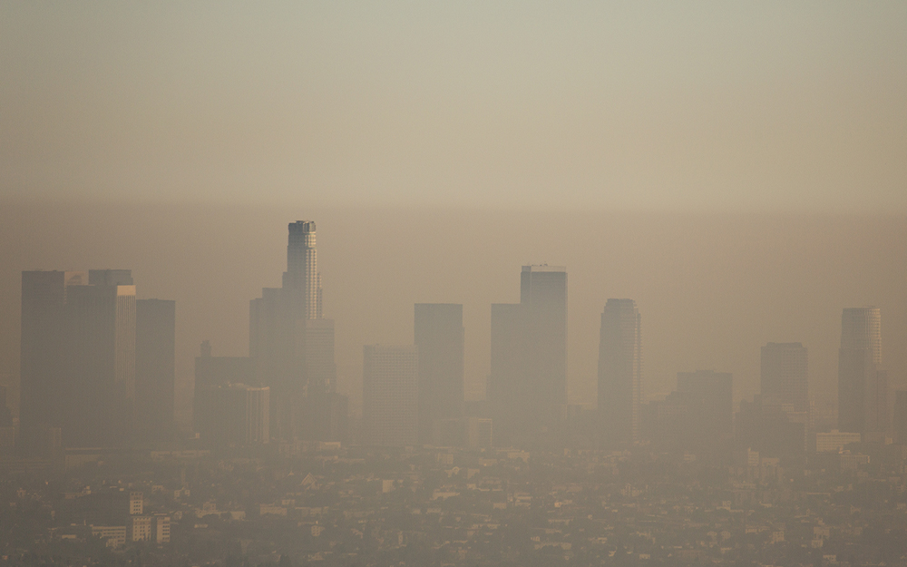 A city covered in smog