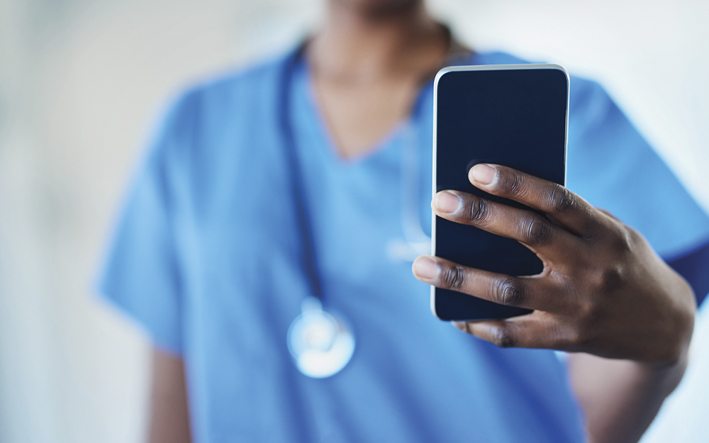 A medical staff member doing virtual care