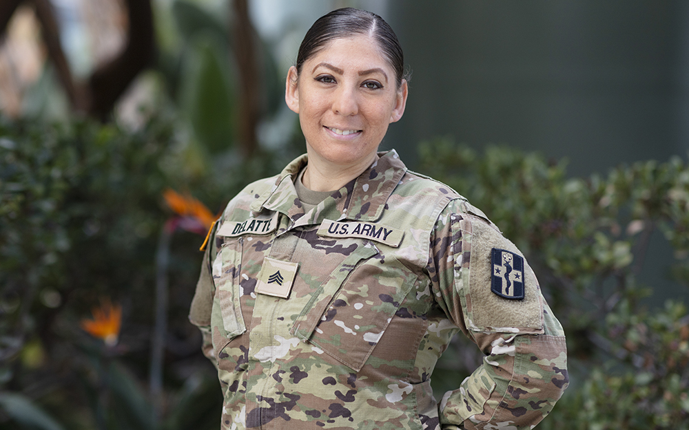 Sgt. Jennifer Delatte is a member of the United States Army Reserve and an administrator of the Veteran Program at Cedars-Sinai.