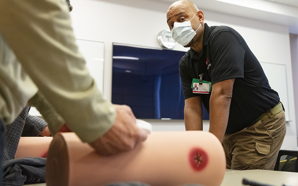 Gregory Jones, a registered nurse and trauma educator, teaches Stop the Bleed classes at Cedars-Sinai and in the community.