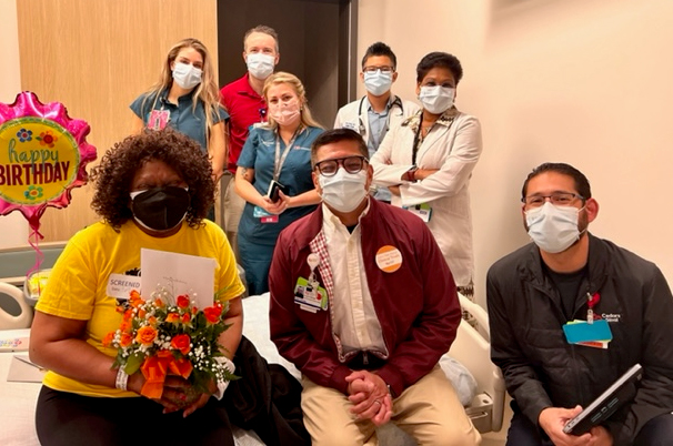 Lois Buckman celebrating her 75th birthday at Cedars-Sinai.