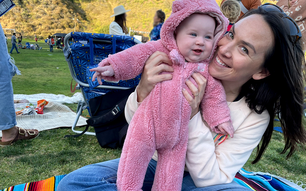 Erin Laber at the park with her baby Norah.