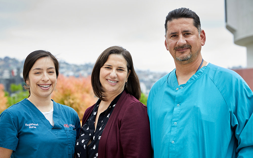 Fabiola Romero (from left), Stacey Arredondo and Jorge Arredondo are part of an extended family that has given Cedars-Sinai 13 employees since the late 1970s, including some who have worked at the medical center for 40 years or more.