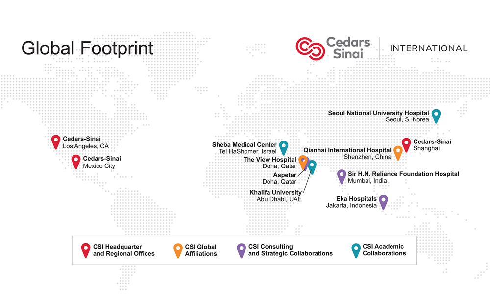 Cedars-Sinai global footptint map.