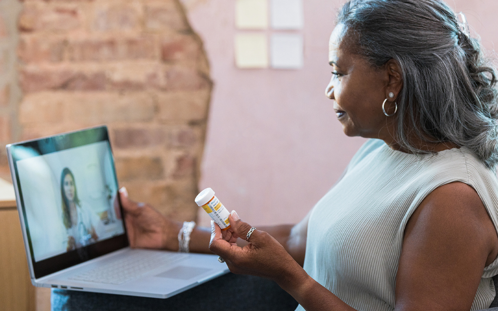 A woman meeting with virtual doctor