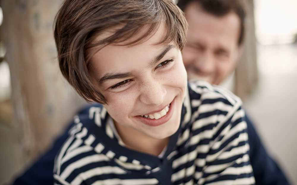 Happy boy with father