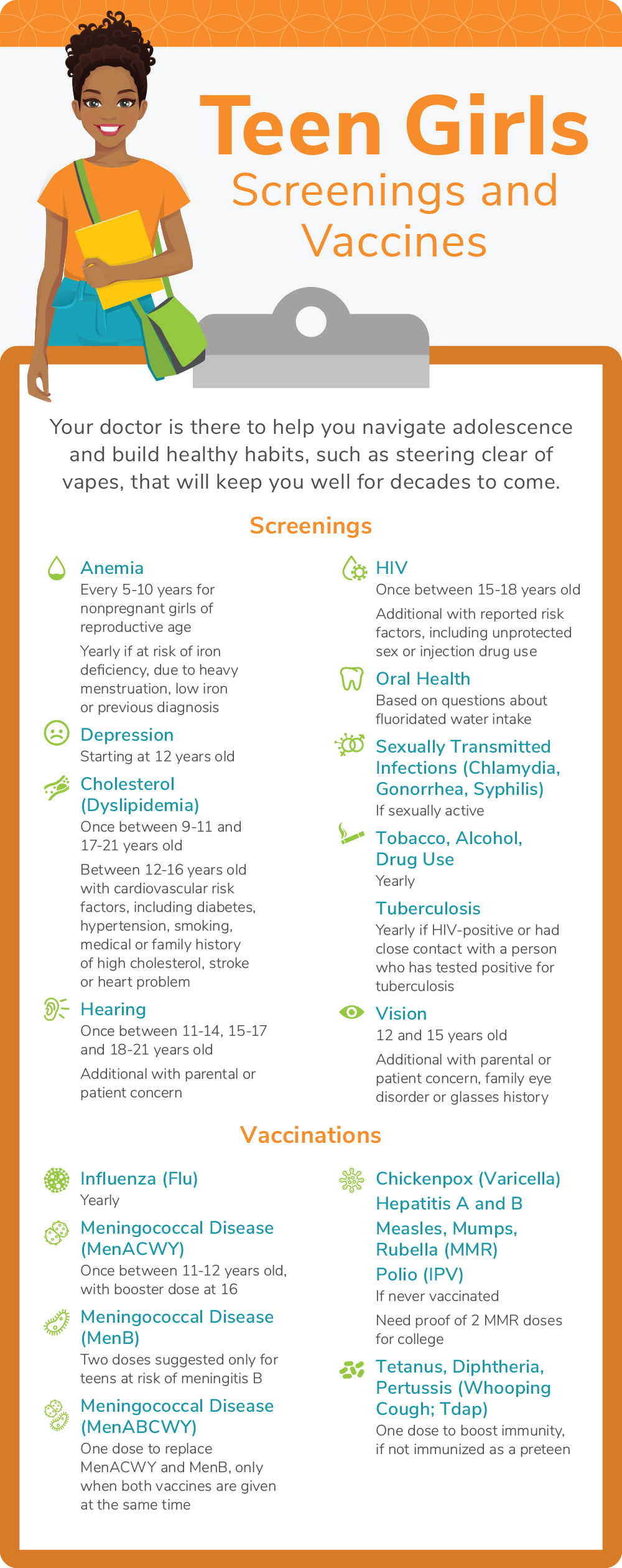 Teen Girls Screenings and Vaccines