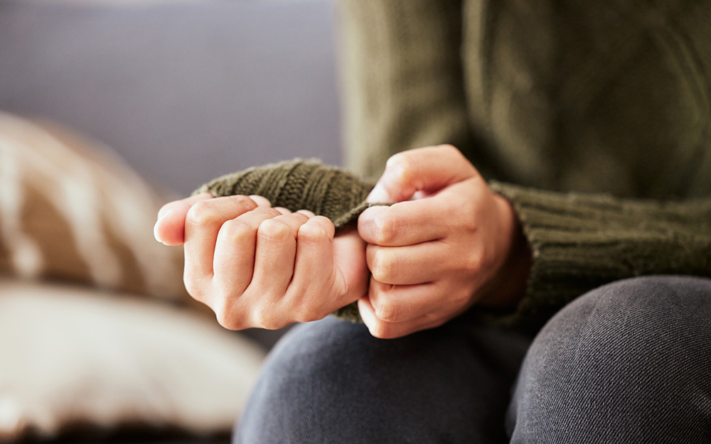 Nervous woman's hands