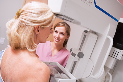 Woman getting a mammogram