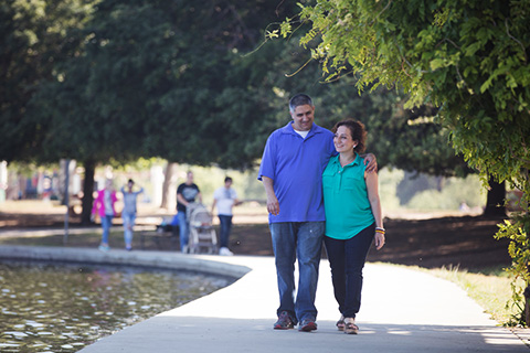 Man and woman walking 