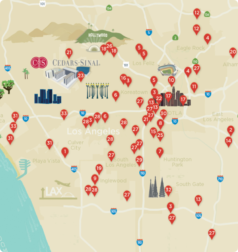 Cedars-Sinai neighborhood map.
