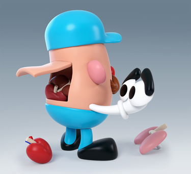 Mr. Potato's holding his eyes.