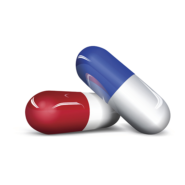 Illustration of two pills on top of each other.
