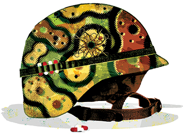 Illustration of an army helmet by Gary Neill.