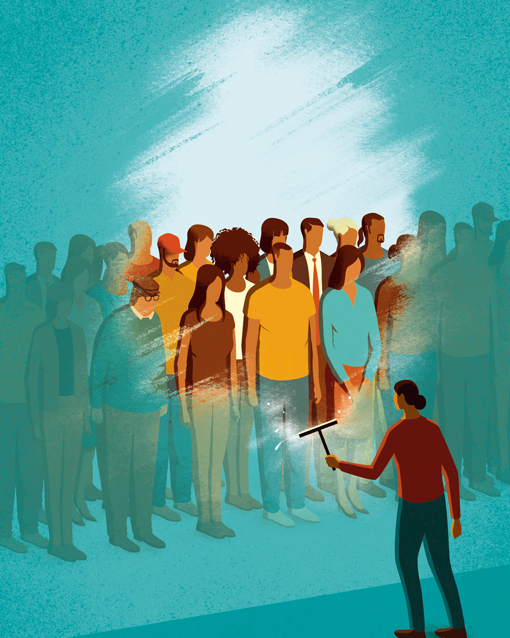 Illustration of a group of people by Davide Bonazzi.