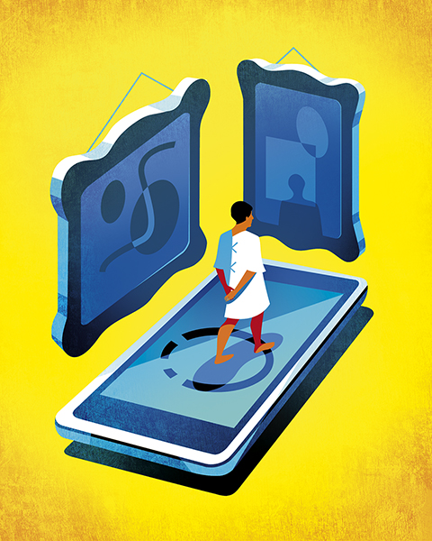 fitbit, tech, healthcare, walking, illustration, Daria Kirpach