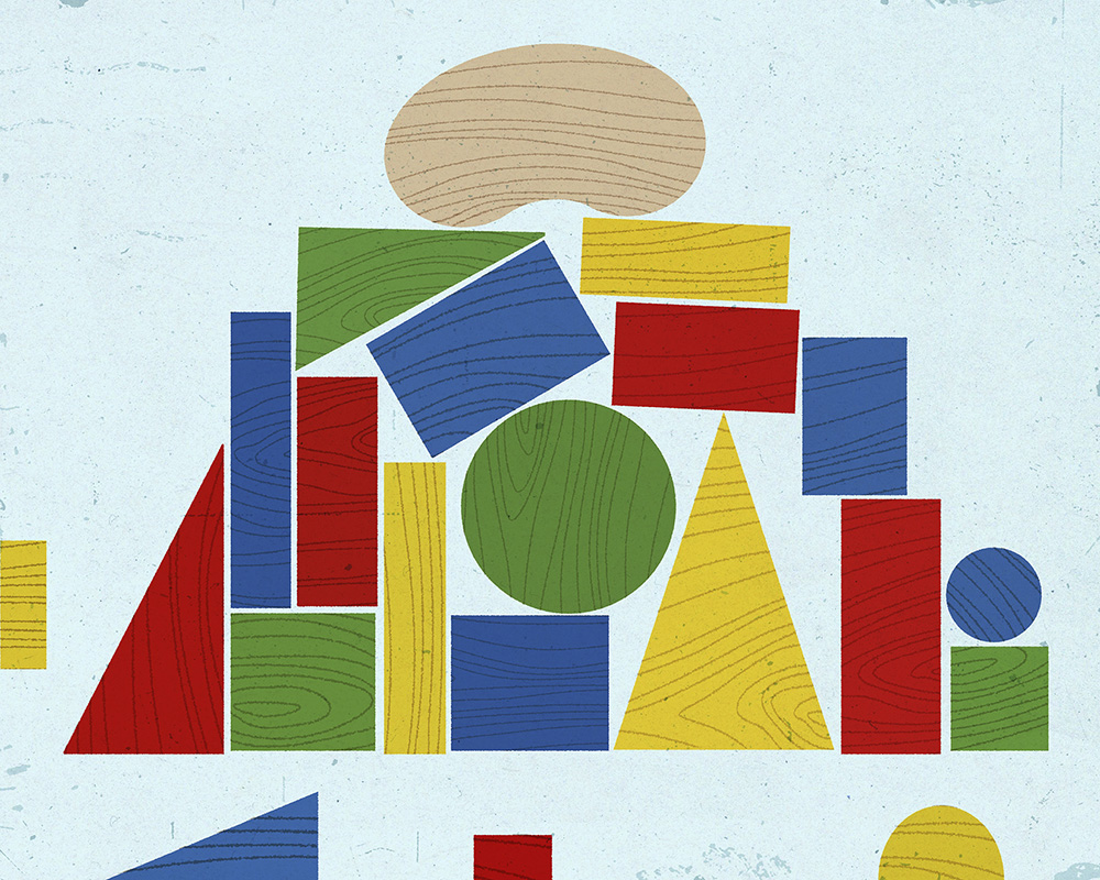 Illustration of geometric symbols stacked on top of each other.