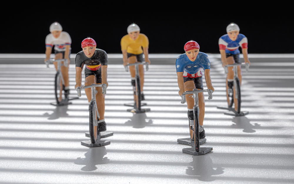 Miniature die-cast Tour de France cyclists 