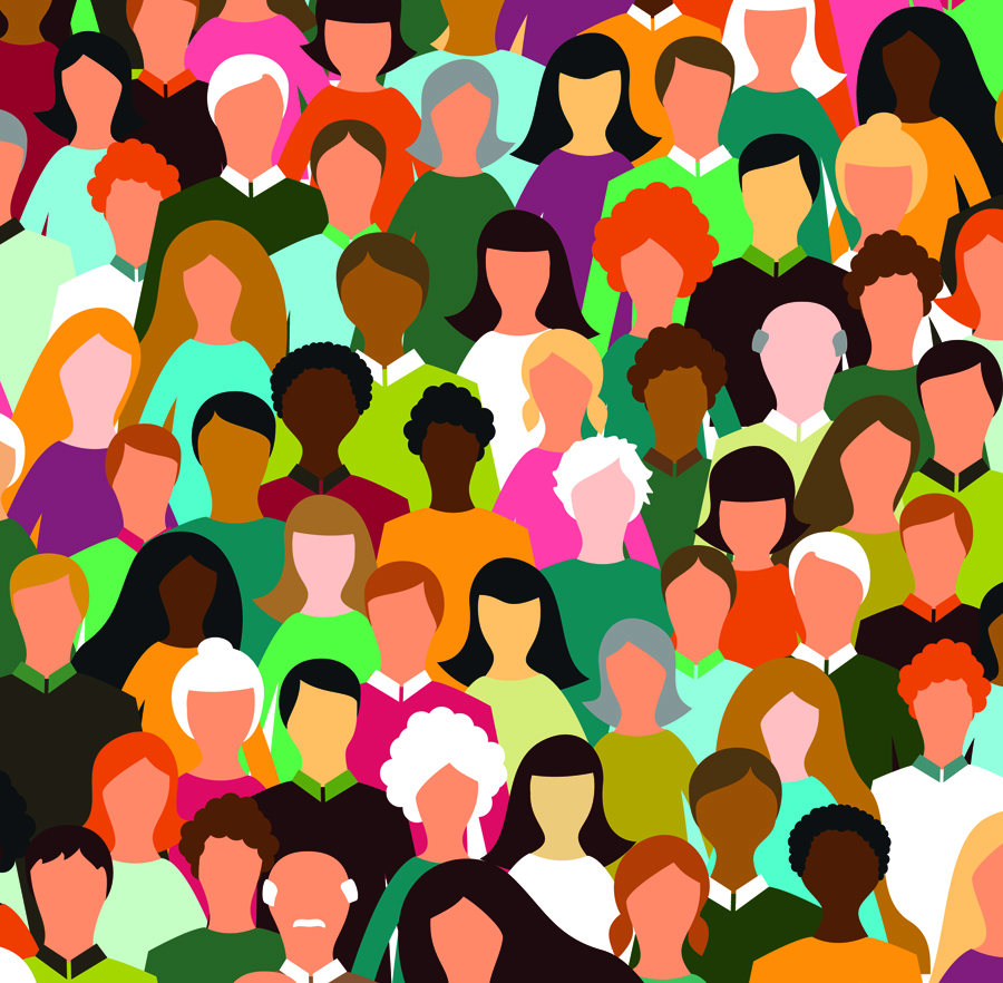 Crowd of people seamless pattern