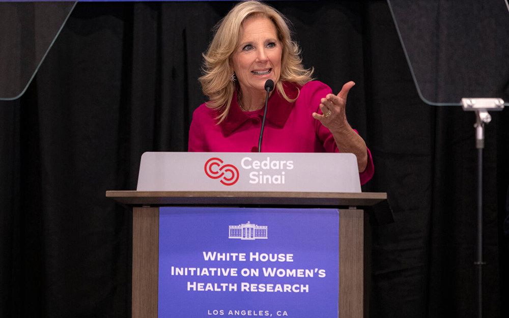 First lady Jill Biden during a December visit to Cedars-Sinai.