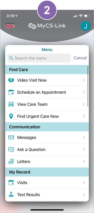 Cedars-Sinai Virtual Visit Now mobile screen