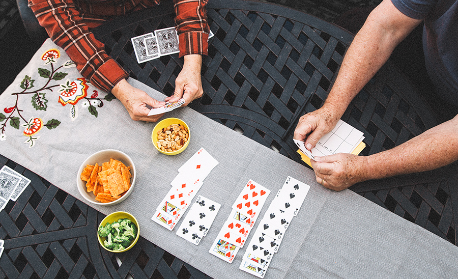 Men playing cards.