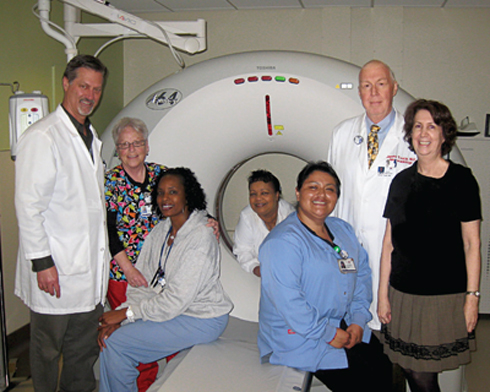 The Cedars-Sinai Imaging team at a CT scan room