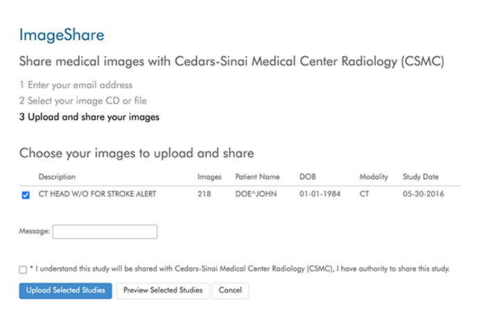 Upload and share your images screen on ImageShare