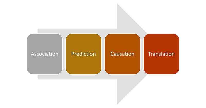 Association, Prediction, Causation, Translation